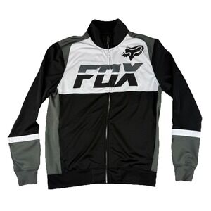 Fox Racing Jacket Mens Large Black White Active Training Full Zip Style 14544